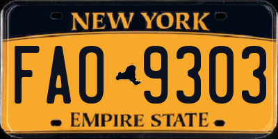 NY license plate FAO9303