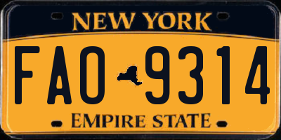 NY license plate FAO9314