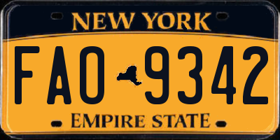 NY license plate FAO9342