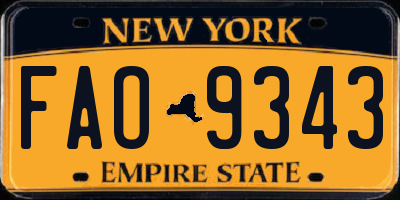 NY license plate FAO9343