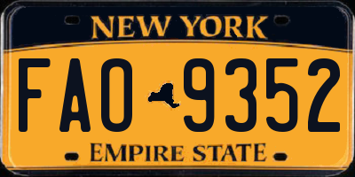 NY license plate FAO9352