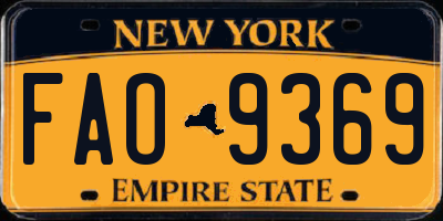NY license plate FAO9369