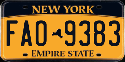 NY license plate FAO9383