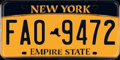 NY license plate FAO9472