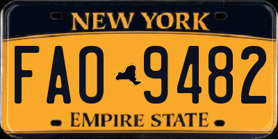 NY license plate FAO9482