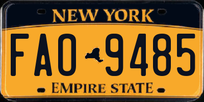 NY license plate FAO9485