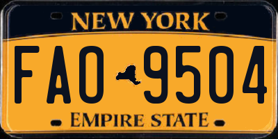 NY license plate FAO9504