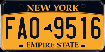 NY license plate FAO9516