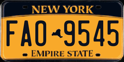 NY license plate FAO9545