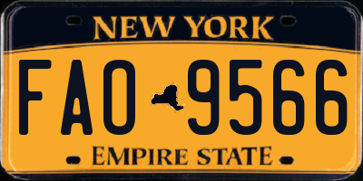 NY license plate FAO9566