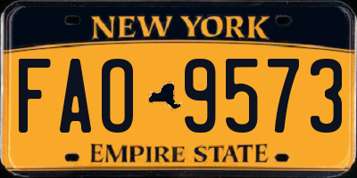 NY license plate FAO9573