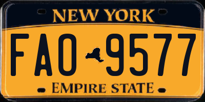 NY license plate FAO9577