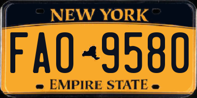 NY license plate FAO9580