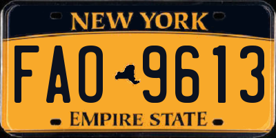 NY license plate FAO9613