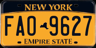 NY license plate FAO9627