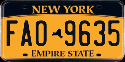 NY license plate FAO9635