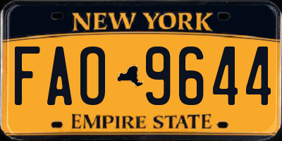 NY license plate FAO9644
