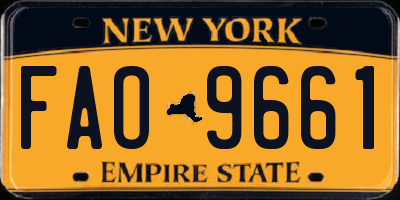 NY license plate FAO9661