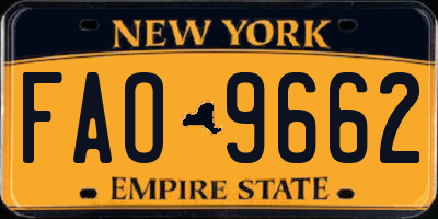 NY license plate FAO9662
