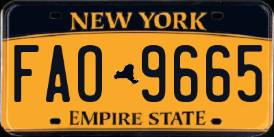 NY license plate FAO9665