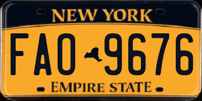 NY license plate FAO9676