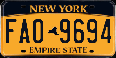 NY license plate FAO9694
