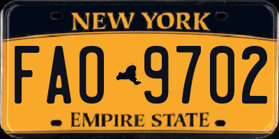 NY license plate FAO9702