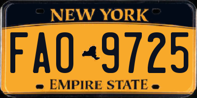 NY license plate FAO9725