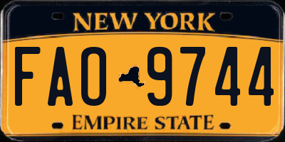 NY license plate FAO9744