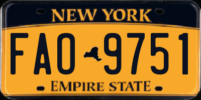 NY license plate FAO9751