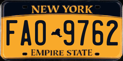 NY license plate FAO9762