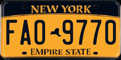 NY license plate FAO9770