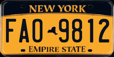 NY license plate FAO9812