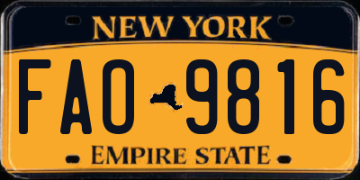 NY license plate FAO9816