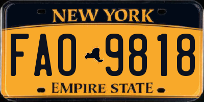 NY license plate FAO9818