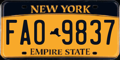 NY license plate FAO9837