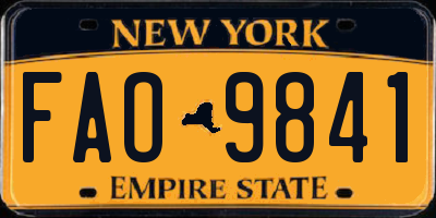 NY license plate FAO9841