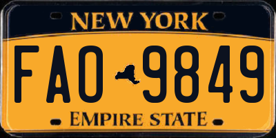 NY license plate FAO9849