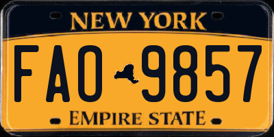 NY license plate FAO9857