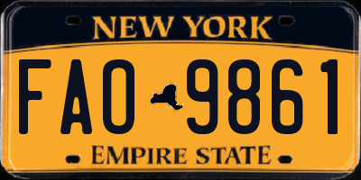 NY license plate FAO9861