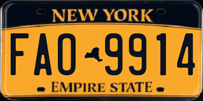 NY license plate FAO9914
