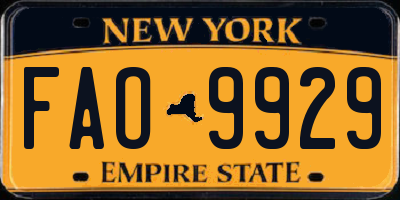 NY license plate FAO9929