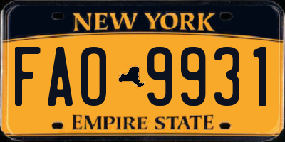 NY license plate FAO9931