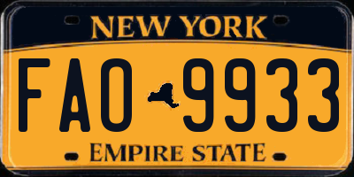NY license plate FAO9933