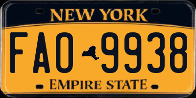 NY license plate FAO9938