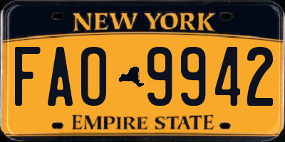 NY license plate FAO9942
