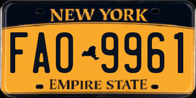 NY license plate FAO9961