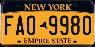 NY license plate FAO9980