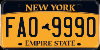 NY license plate FAO9990