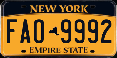 NY license plate FAO9992